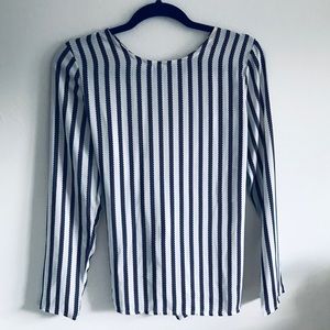 Francesca’s Lumiere Nautical Stripe Open-back Blouse M